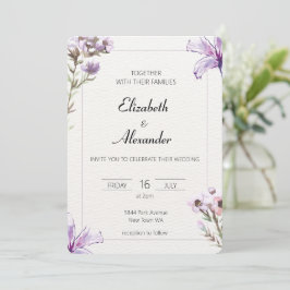 Elegante Blumen Hochzeit Einladung violette Blumen
