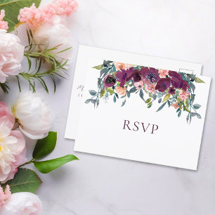 Elegante Blumen    Hochzeit RSVP Einladungskarte P