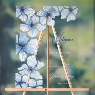 Elegante Blumen Hochzeit Willkommen Acrylschild
