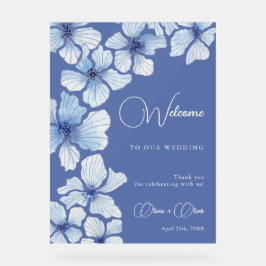 Elegante Blumen Hochzeit Willkommen Acrylschild