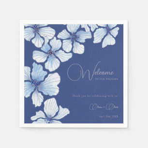 Elegante Blumen Hochzeit Willkommen Serviette