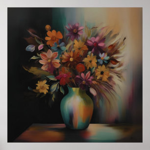 Elegante Blumen im Öl Poster