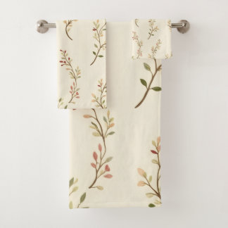 Elegante Blumen in Herbstfarben Badhandtuch Set