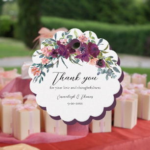 Elegante Blumen Lila Rosa Girlande Hochzeit Geschenkanhänger