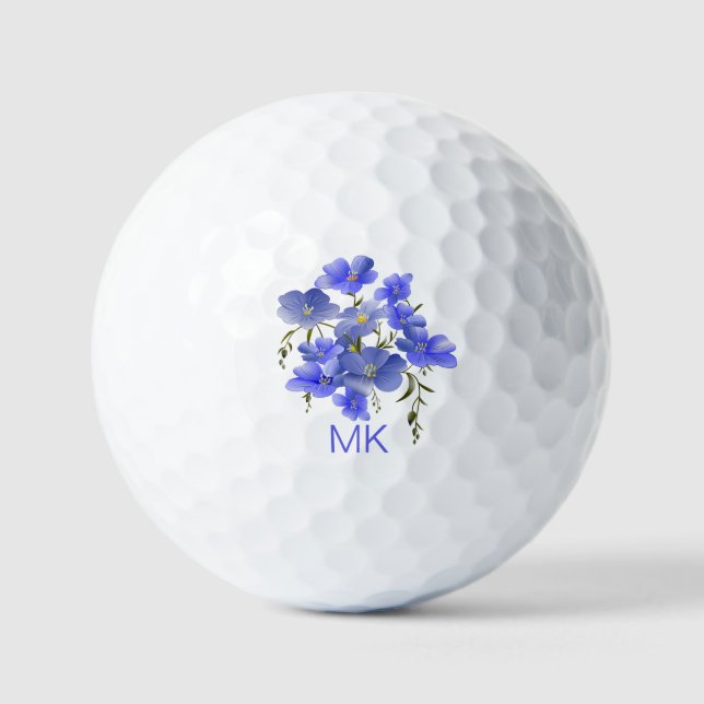 Elegante Blumen Mit Monogramm Ladys Golfball (Vorderseite)