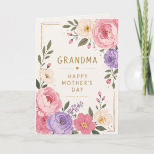 Elegante Blumen-Oma Pink Lila Muttertag Karte