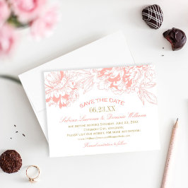 Elegante Blumen Peony Wedding Coral und Gold Save The Date