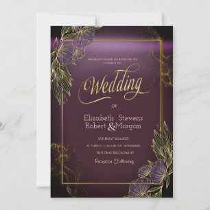Elegante Blumen Rahmen Lila Hochzeitseinladung Einladung