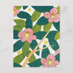 Elegante Blumen & Reben Postkarte
