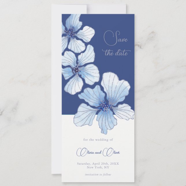 Elegante Blumen Save the Date Einladung (Vorderseite)