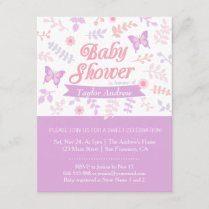 Elegante Blumen-Schmetterling-Baby-Party-Einladung Einladung