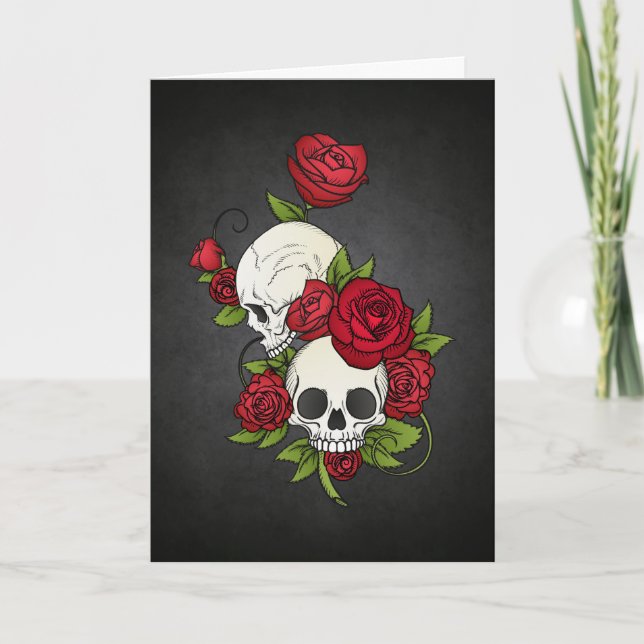 Elegante Blumen Skulls Dia de los Muertos Card Karte (Vorderseite)