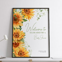 Elegante Blumen Sonnenblume Babydusche Begrüßungsz Poster