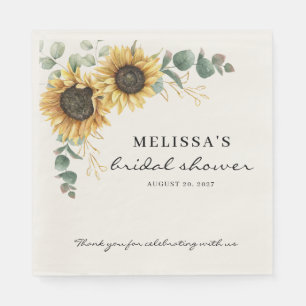 Elegante Blumen-Sonnenblumen-Eukalyptus-Brautparty Serviette