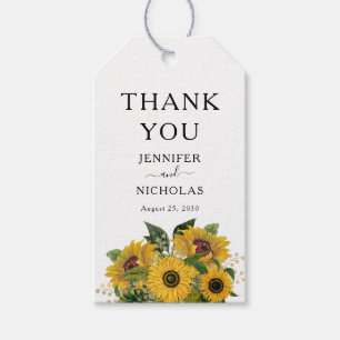 Elegante Blumen-Sonnenblumen-Hochzeit-Danke Geschenkanhänger