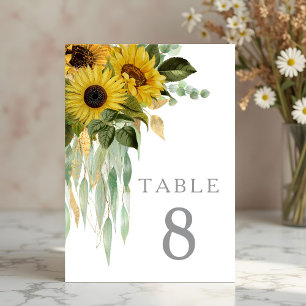 Elegante Blumen-Sonnenblumen-Hochzeit Tischnummer