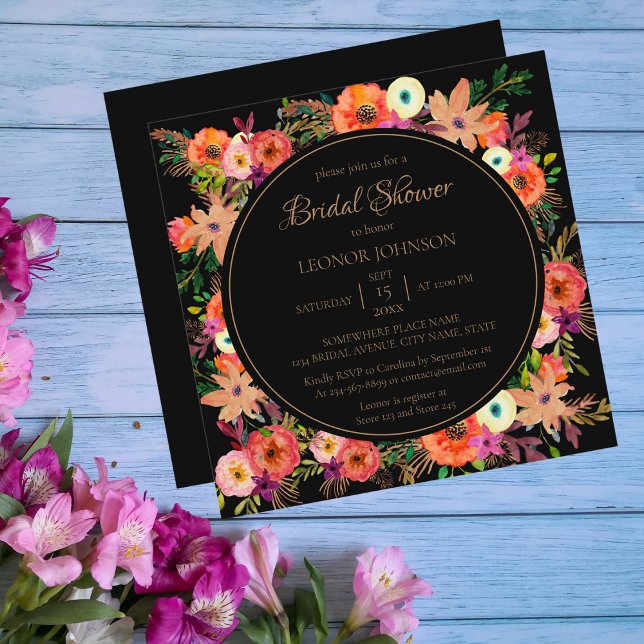 Elegante Blumen Square Bridal Dusche Einladung (Von Creator hochgeladen)