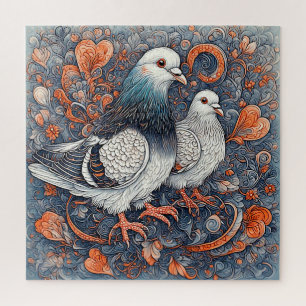 Elegante Blumen-Taube Liebesgeschenk Paare Puzzle