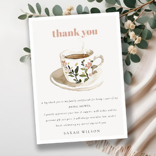 Elegante Blumen-Teetasse Braut-Shower-Teeparty  Dankeskarte