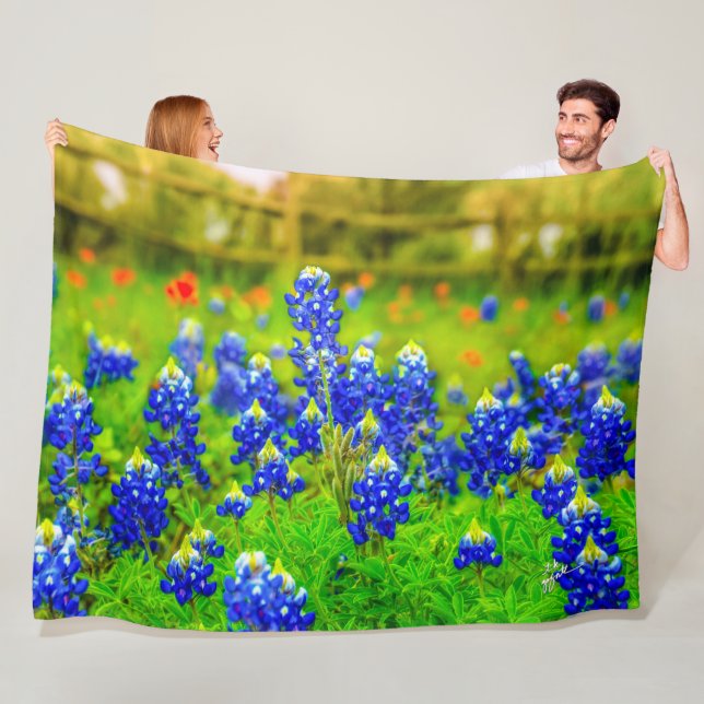 Elegante Blumen Texas Bluebonnets Moderne Fleecedecke (Beispiel)