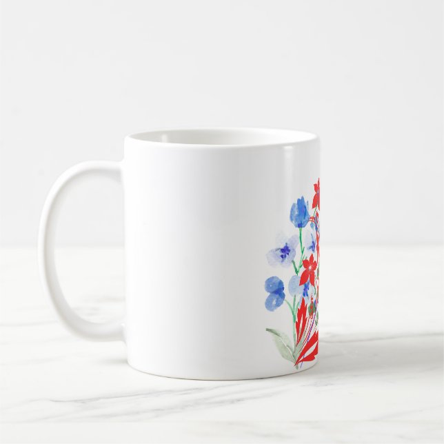 Elegante Blumen- und Blätterkunst | Minimal  Kaffeetasse (Links)