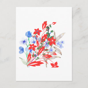 Elegante Blumen- und Blätterkunst Minimal Postkarte