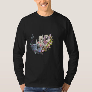 Elegante Blumen- und Blätterlinienkunst Minimal T-Shirt