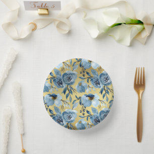 Elegante Blumen und Gold Gradient Pappteller
