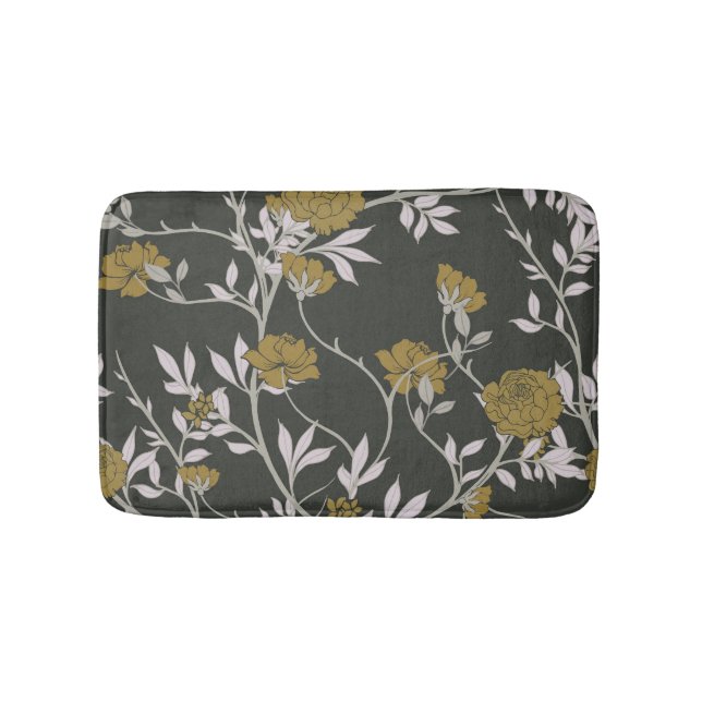 Elegante Blumen: Vintages Musterdesign. Badematte (Vorderseite)