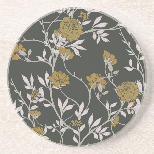 Elegante Blumen: Vintages Musterdesign. Getränkeuntersetzer (Vorne)