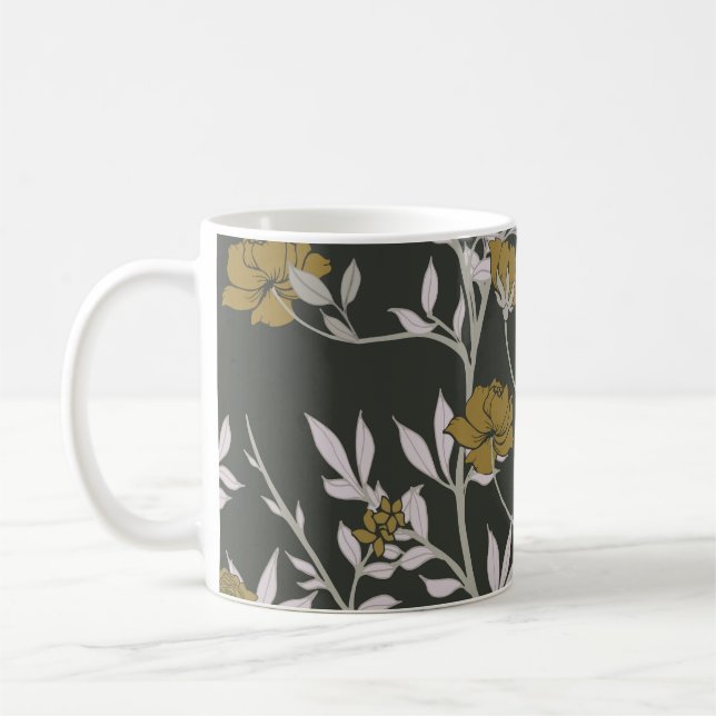 Elegante Blumen: Vintages Musterdesign. Kaffeetasse (Links)