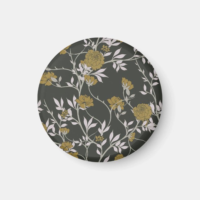 Elegante Blumen: Vintages Musterdesign. Magnet (Vorne)