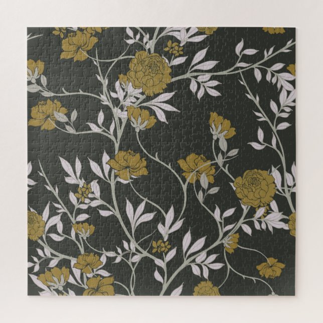 Elegante Blumen: Vintages Musterdesign. Puzzle (Vertikal)