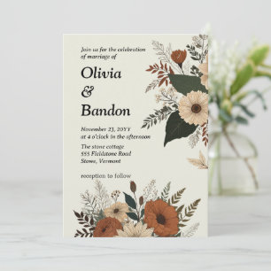 Elegante Blumenakzente und eine weiche Farbpalette Einladung
