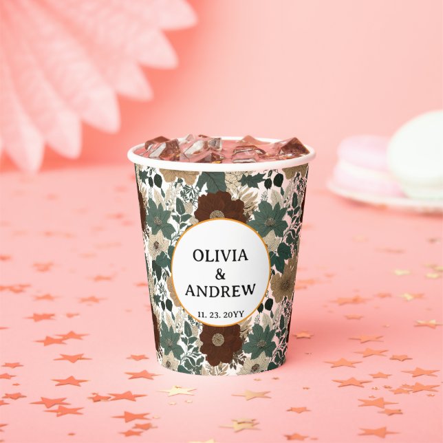 Elegante Blumenakzente weiche Farbpalette Pappbecher (Insitu)