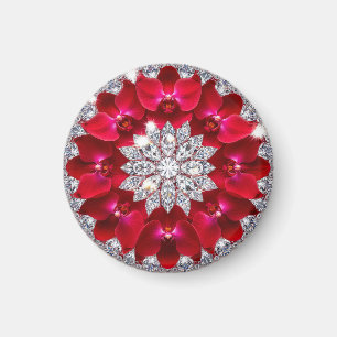 Elegante Blumenanordnung mit roten Orchideen Magnet