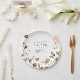 Elegante Blumenaquarell-Brautjungfernparty im Somm Pappteller