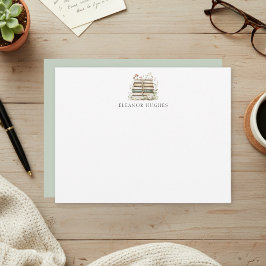 Elegante Blumenaquarell-Cottagecore-Buchliebhaberi Mitteilungskarte