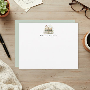 Elegante Blumenaquarell-Cottagecore-Buchliebhaberi Mitteilungskarte