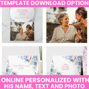 Elegante Blumenaquarell-Muttertagsgruß Karte