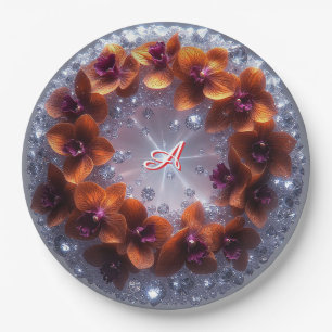 Elegante Blumenarrangement mit Orchideen Pappteller