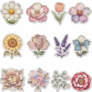 Elegante Blumenaufkleber mit Goldumrandung – Luxus Aufkleber