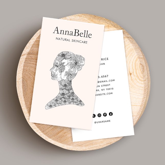 Elegante Blumenbeauty Face Salon & Wellness-Center Visitenkarte (Von Creator hochgeladen)