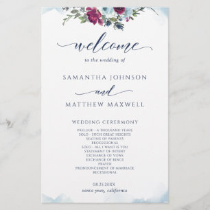 Elegante Blumenberry, Blue und Burgund Wedding