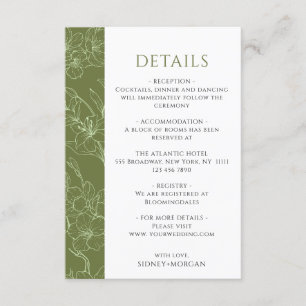 Elegante Blumenblätter Grüne Hochzeiten Details Begleitkarte