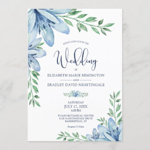 Elegante Blumenblume Grüne Hochzeit Einladung