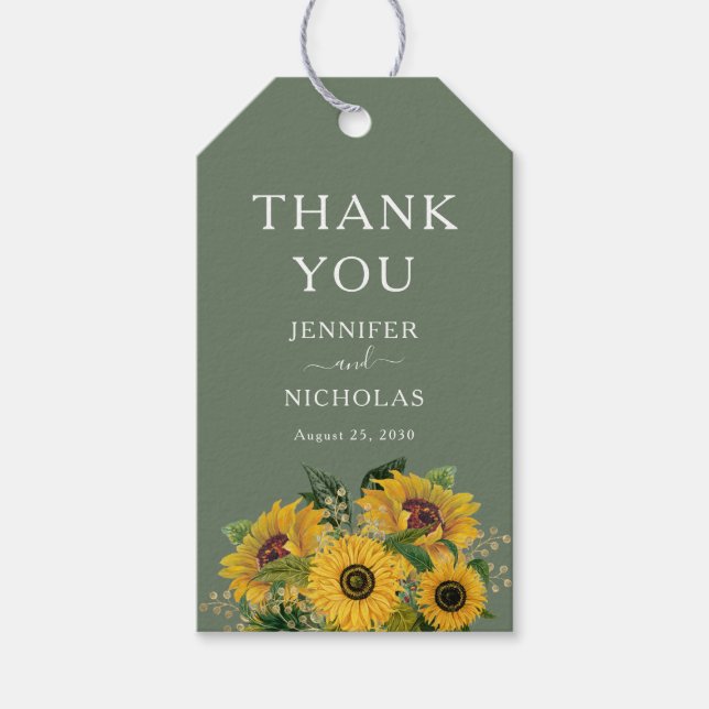 Elegante Blumenblumen Grüne Hochzeit Geschenkanhänger (Vorderseite)