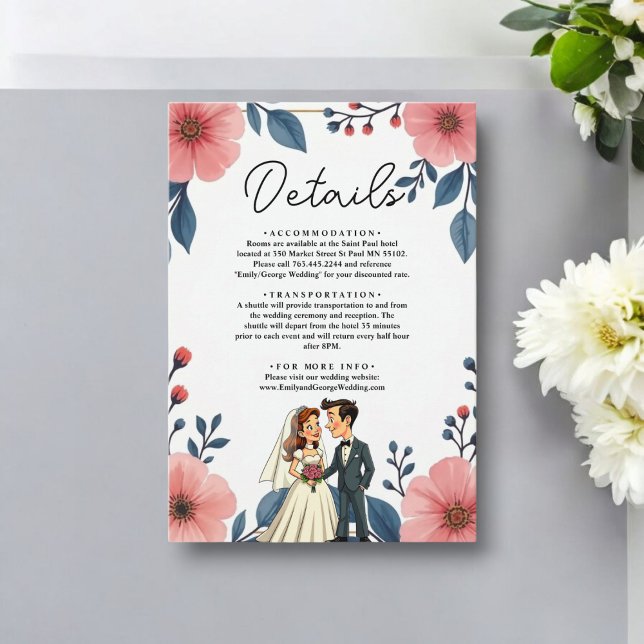 Elegante Blumenbräune Groom Chic Hochzeit Begleitkarte (Von Creator hochgeladen)