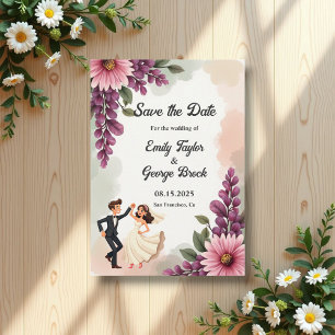 Elegante Blumenbräune Groom Chic Hochzeit Save The Date