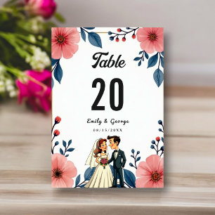 Elegante Blumenbräune Groom Chic Hochzeit Tischnummer